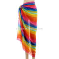 Moda senhoras impresso arco-íris sarong poliéster pareo